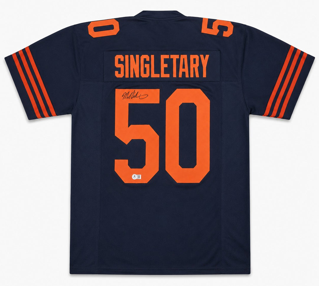 Chicago Bears Mike Singletary Signed Blue Jersey Beckett BAS Witness