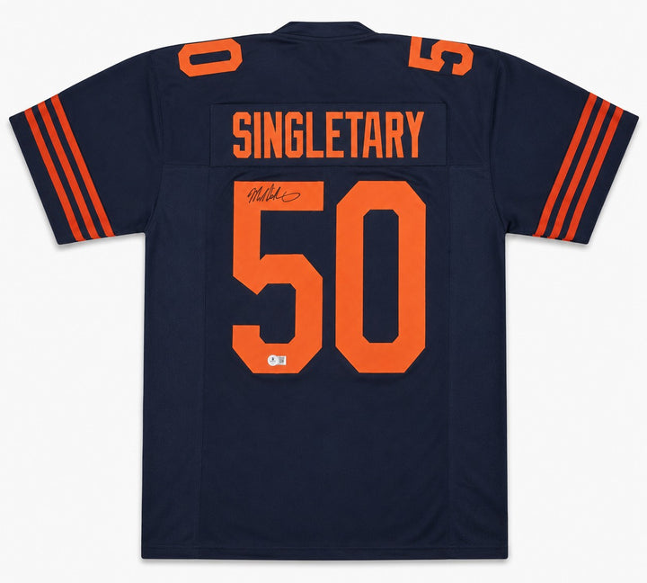 Chicago Bears Mike Singletary Signed Blue Jersey Beckett BAS Witness