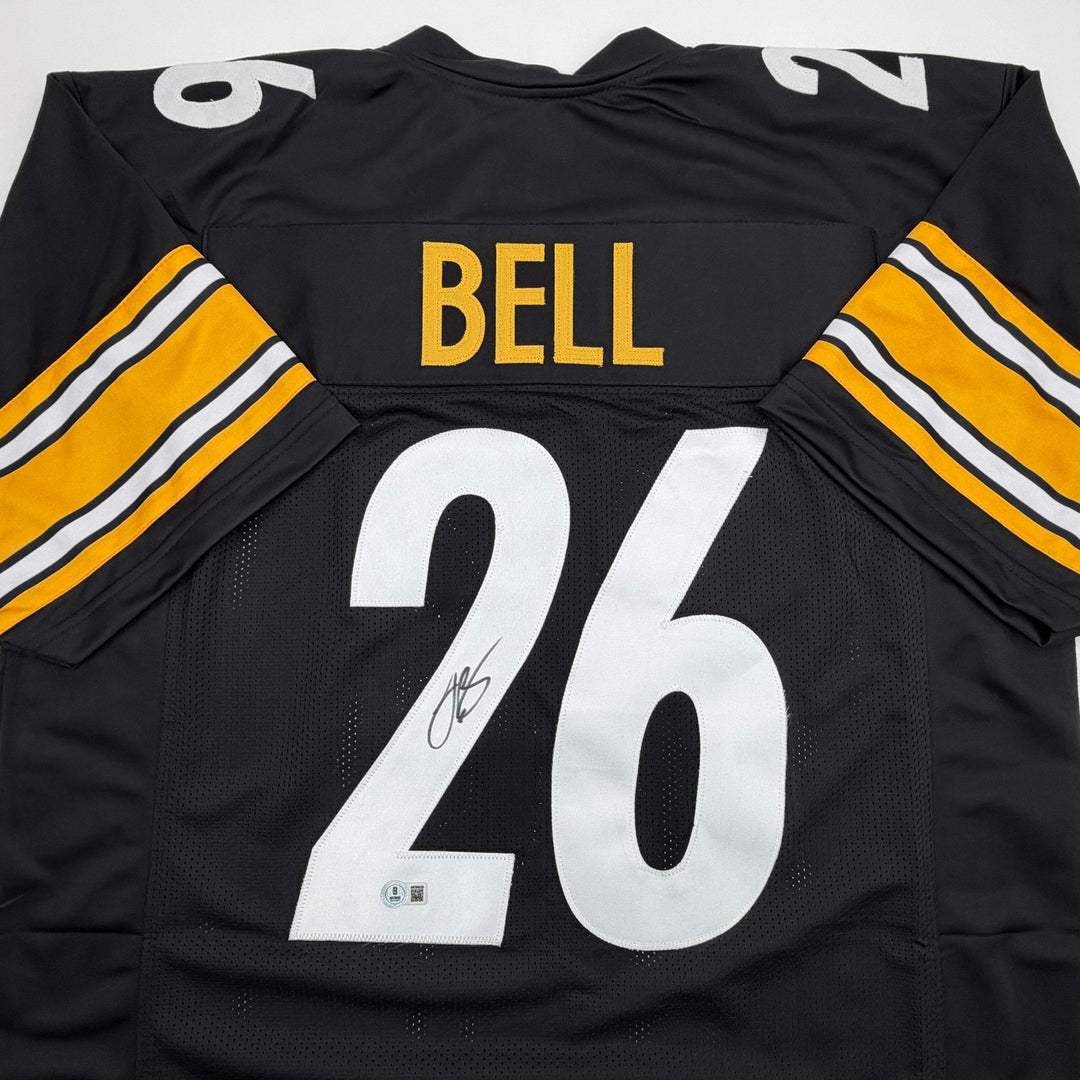 Autographed/Signed Le'Veon LeVeon Bell Pittsburgh Black Football Jersey Beckett