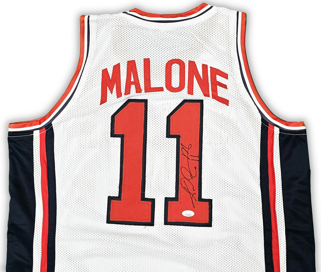 Team USA Karl Malone Autographed Signed White Jersey JSA
