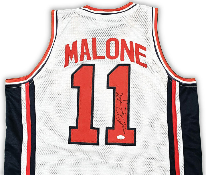 Team USA Karl Malone Autographed Signed White Jersey JSA