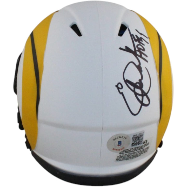 Eric Dickerson Autographed Rams Lunar Mini Helmet HOF 99 Beckett Witness 58193