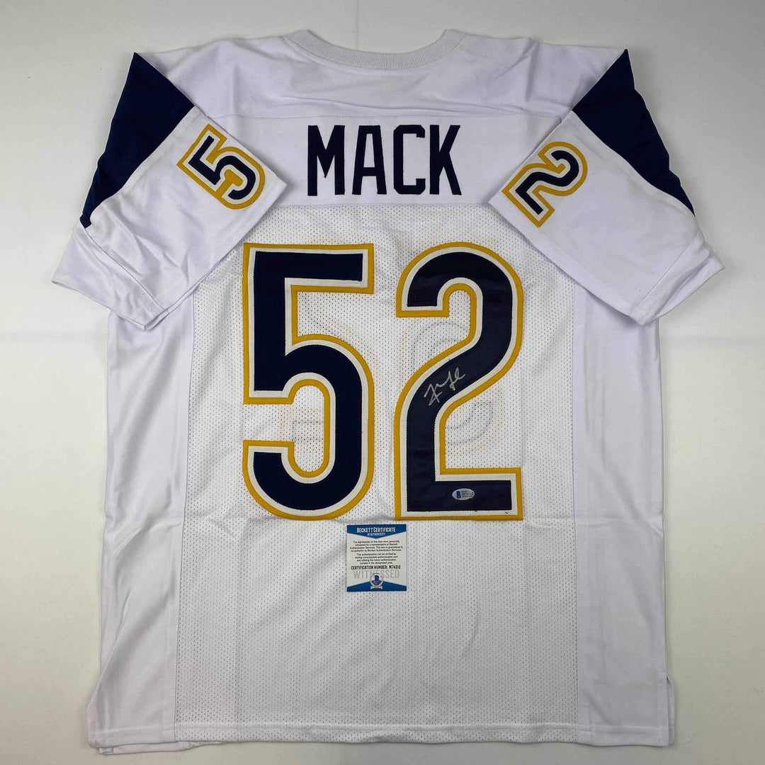 Autographed/Signed Khalil Mack Los Angeles LA White Jersey Beckett BAS COA