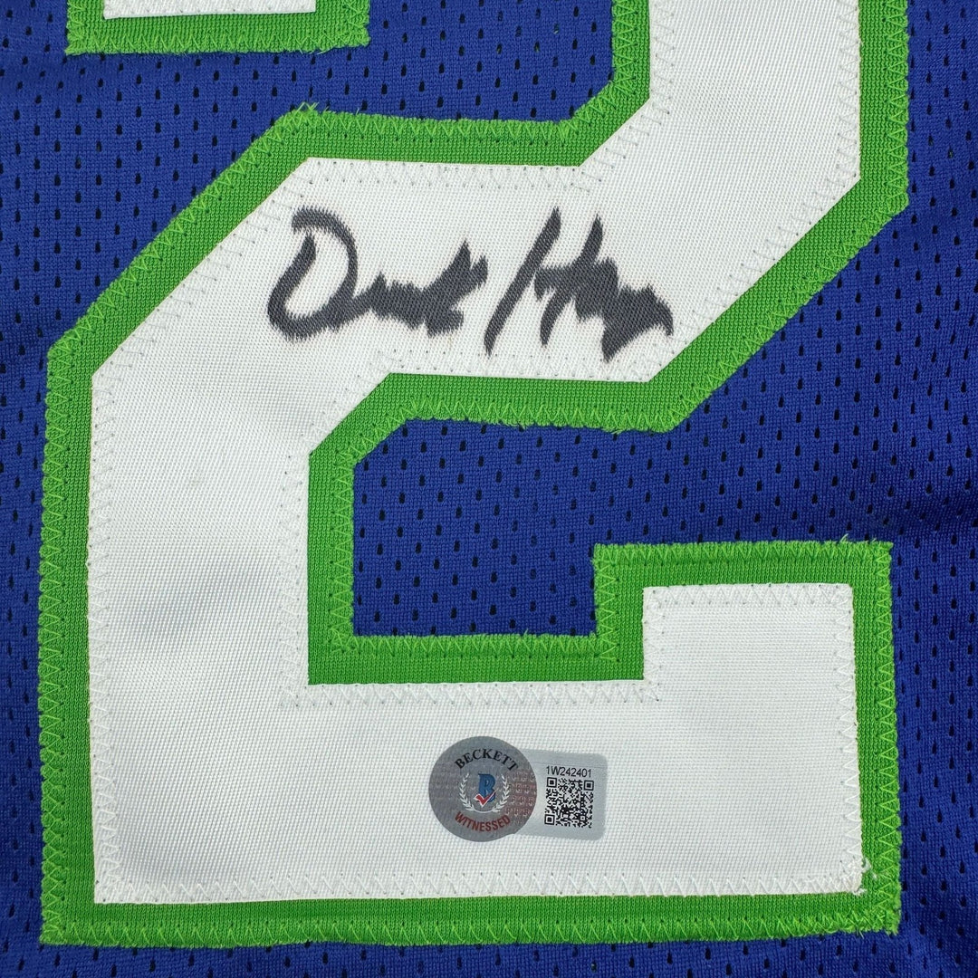 Autographed/Signed Derek Harper Dallas Retro Blue Jersey Beckett BAS COA