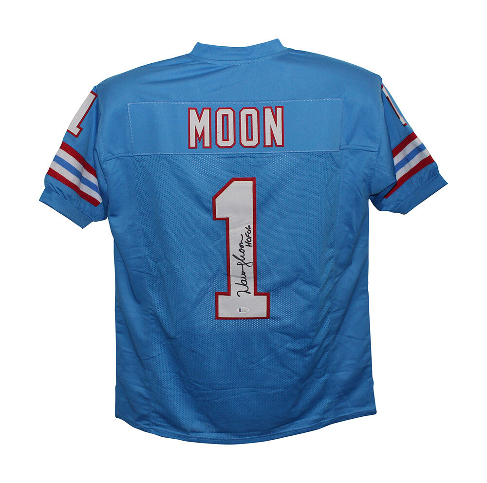 Warren Moon Autographed/Signed Pro Style Blue XL Jersey HOF BAS 31158