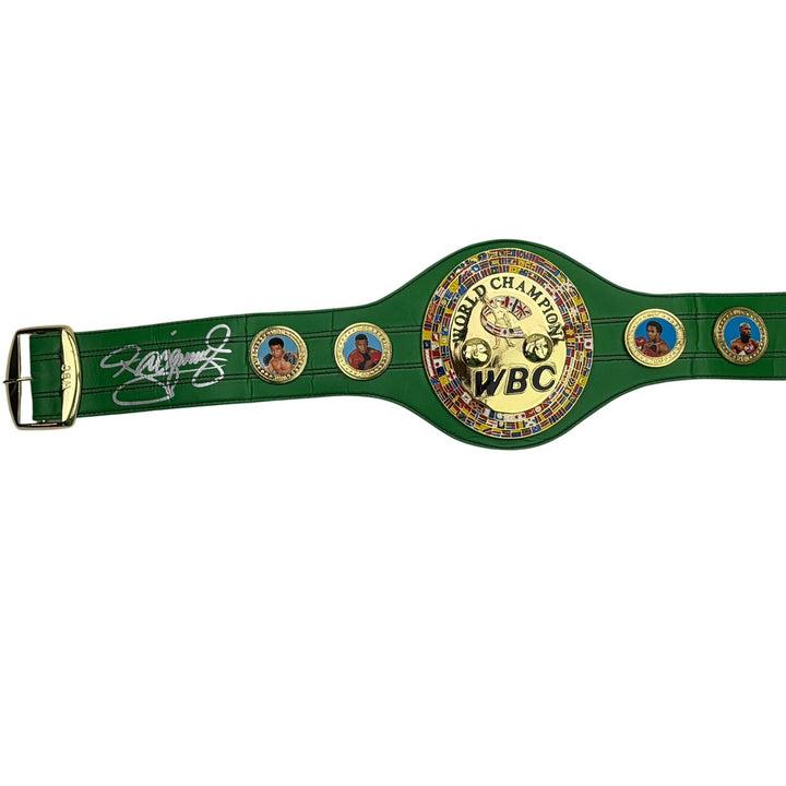 Autographed/Signed Manny Pacquiao WBC Green Boxing Replica Belt Beckett BAS COA