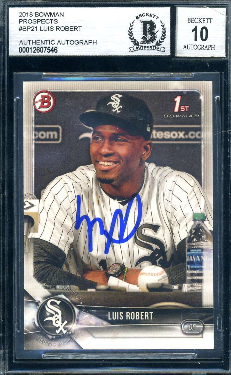 Luis Roberts Gem Mint 10 Beckett BAS Signed 2018 Bowman First Rookie Autographed