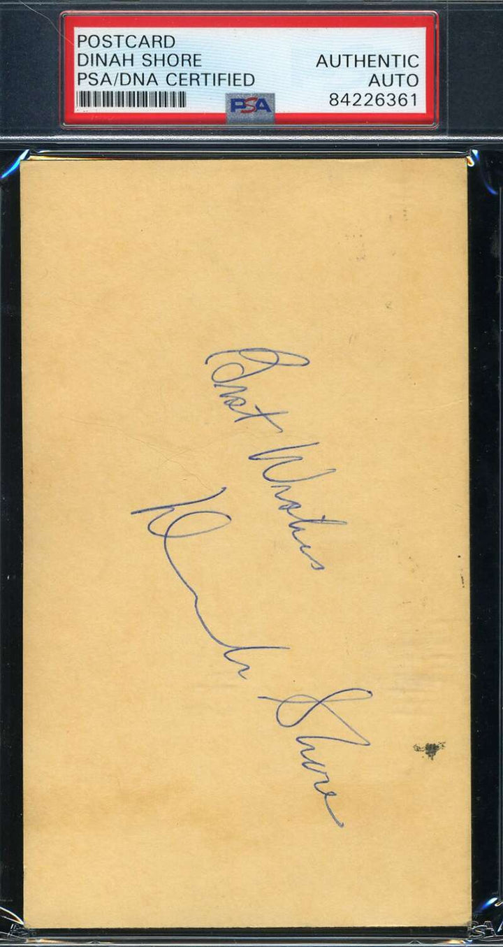 Dinah Shore PSA DNA Coa Signed 1958 GPC Postcard Autograph