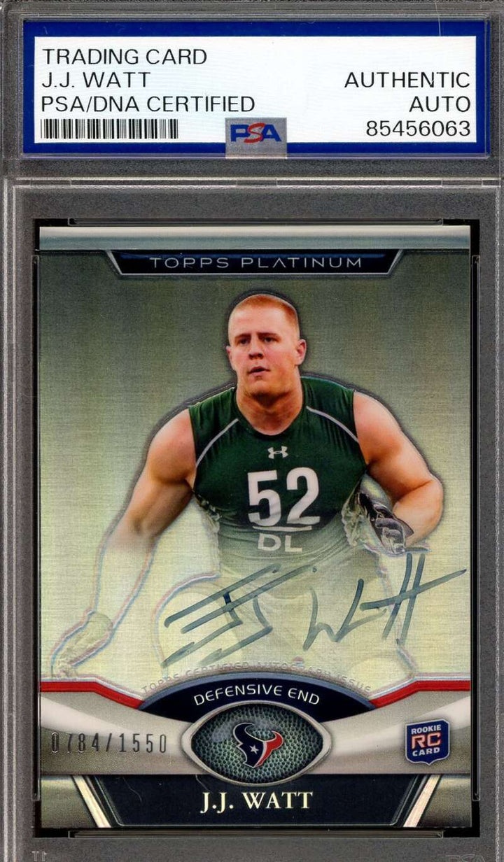 J.J. Watt PSA DNA Signed 2011 Topps Platinum Rookie Autograph