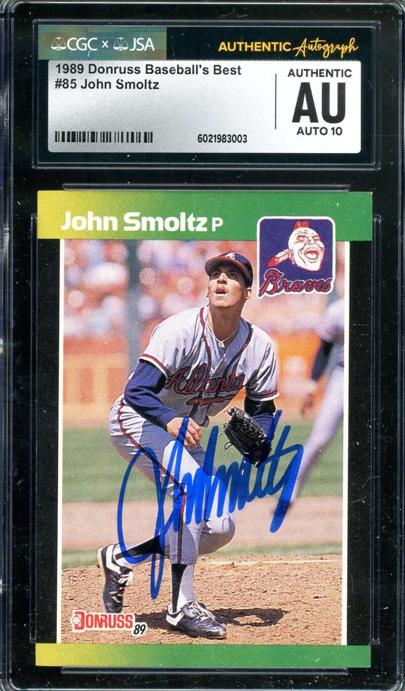 John Smoltz Gem Mint 10 JSA CGC Coa Signed 1989 Donruss Baseballs Best Rookie Au