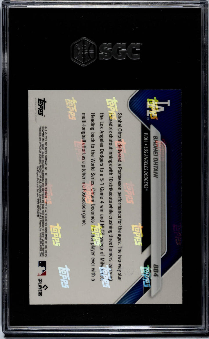 Graded 2025 Topps Now Shohei Ohtani #884 Baseball Card SGC 8.5 Near Mint