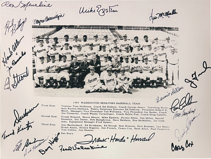 1969 Washington Senators Team Signed 16x20 Photo 21 Sigs-Beckett- Howard/Epstein