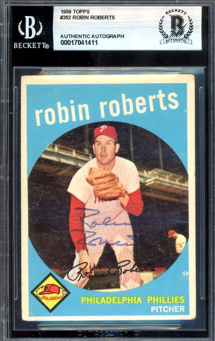 Robin Roberts Beckett BAS Signed 1959 Topps Autograph