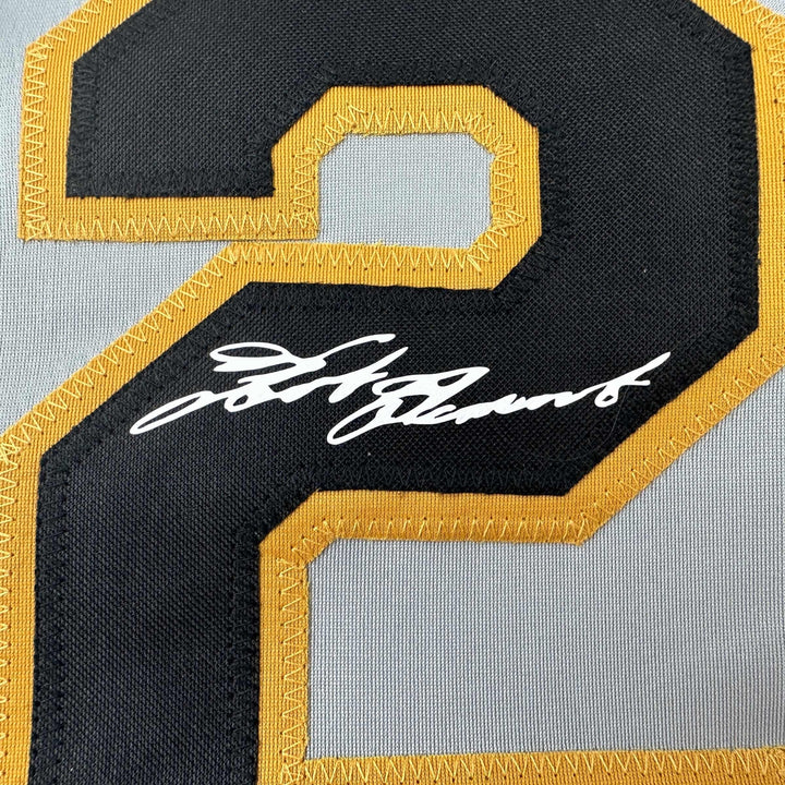 Facsimile Autographed Roberto Clemente Pittsburgh Grey Reprint Auto Jersey XL