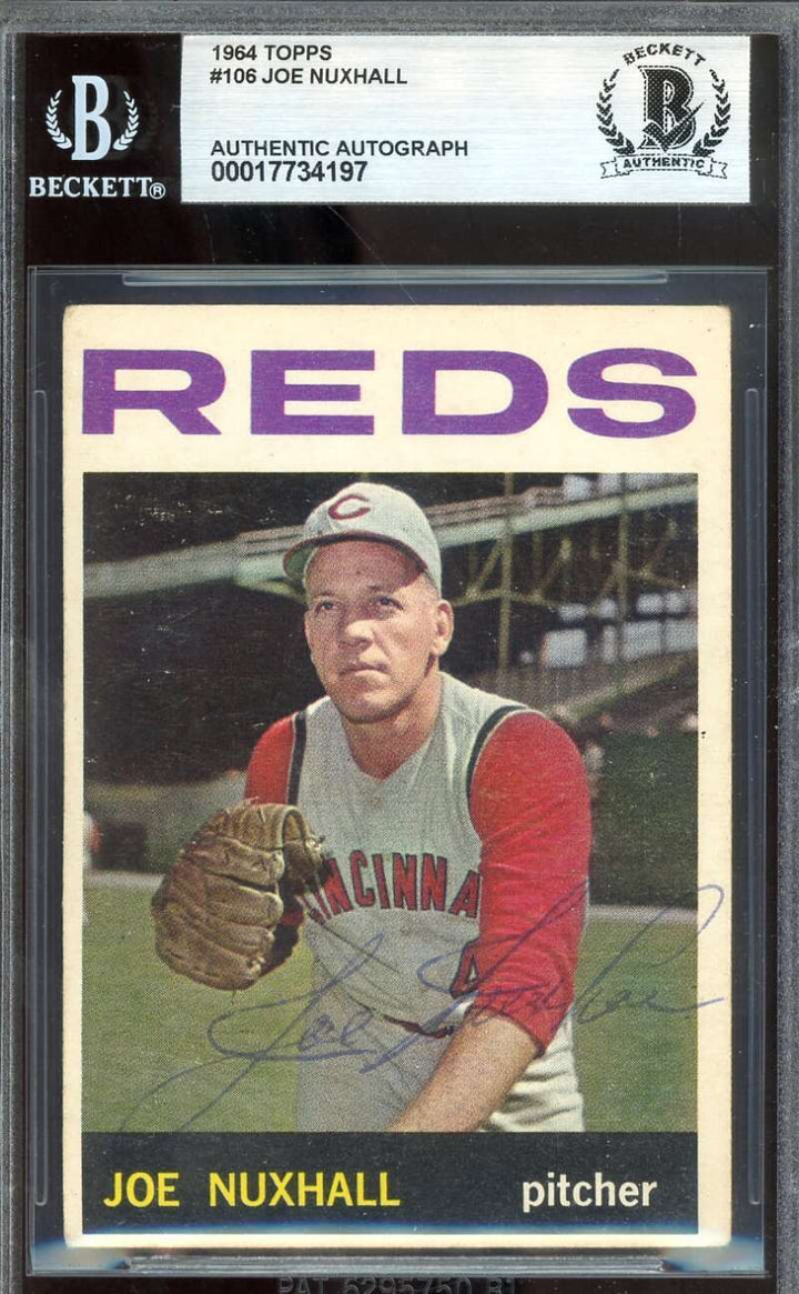Joe Nuxhall Beckett BAS Vintage Signed 1964 Topps Autograph