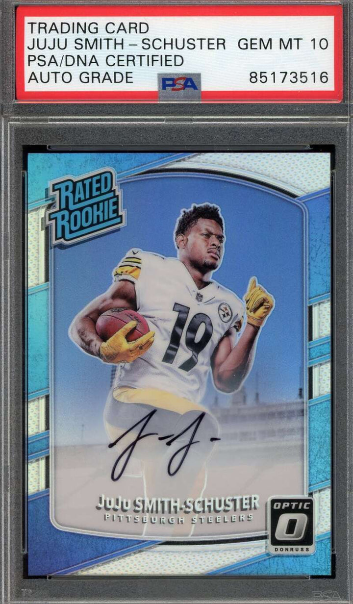 Juju Smith-Schuster Gem Mint 10 PSA DNA Signed 2017 Panini Donruss Optic Rookie