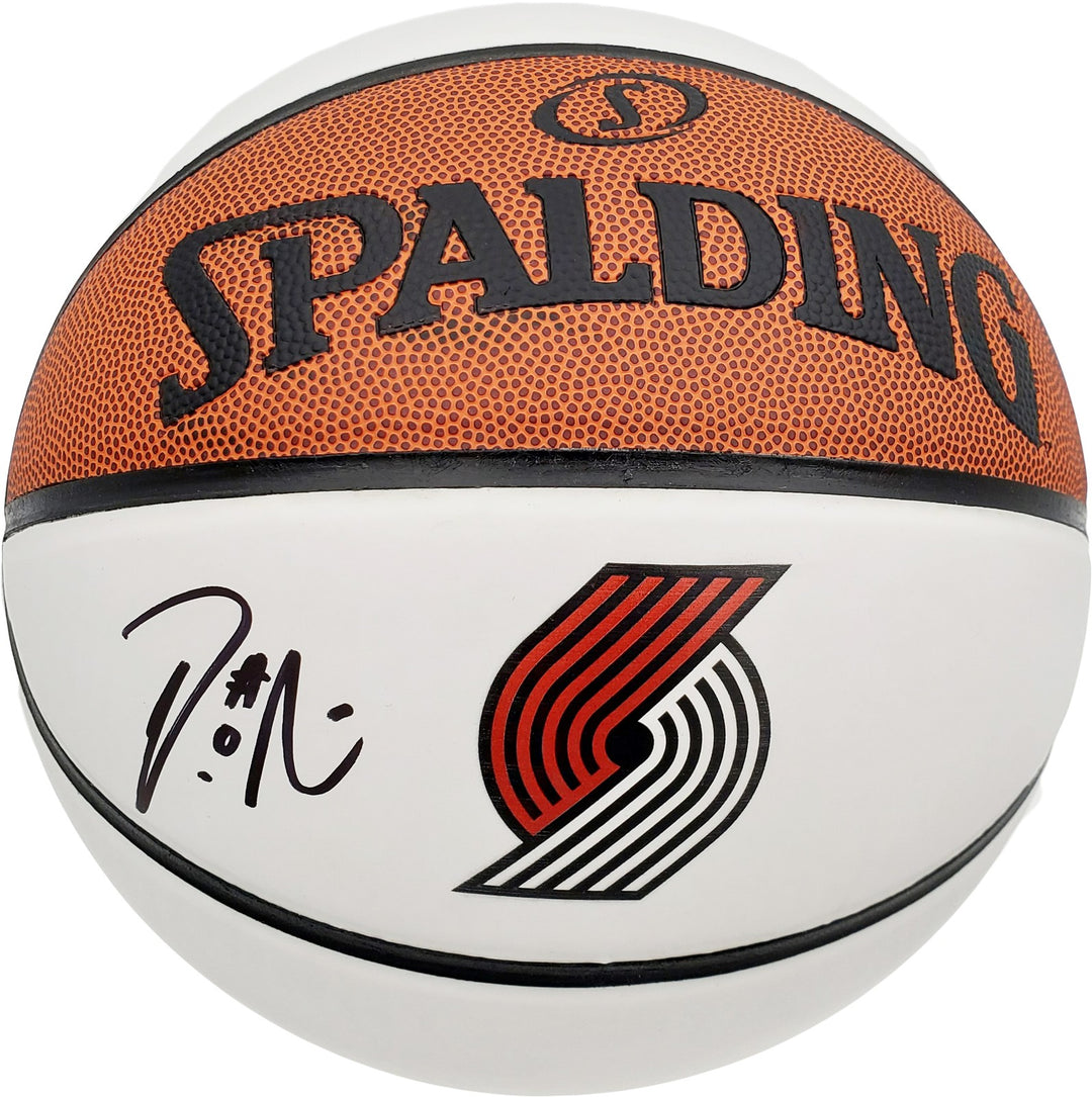 Damian Lillard Autographed Spalding Trail Blazers White Logo Basketball Beckett
