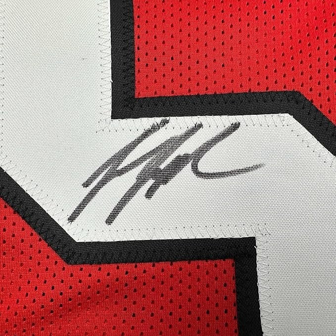 Framed Autographed/Signed Jessie Tuggle 35x39 Atlanta Red Jersey JSA COA