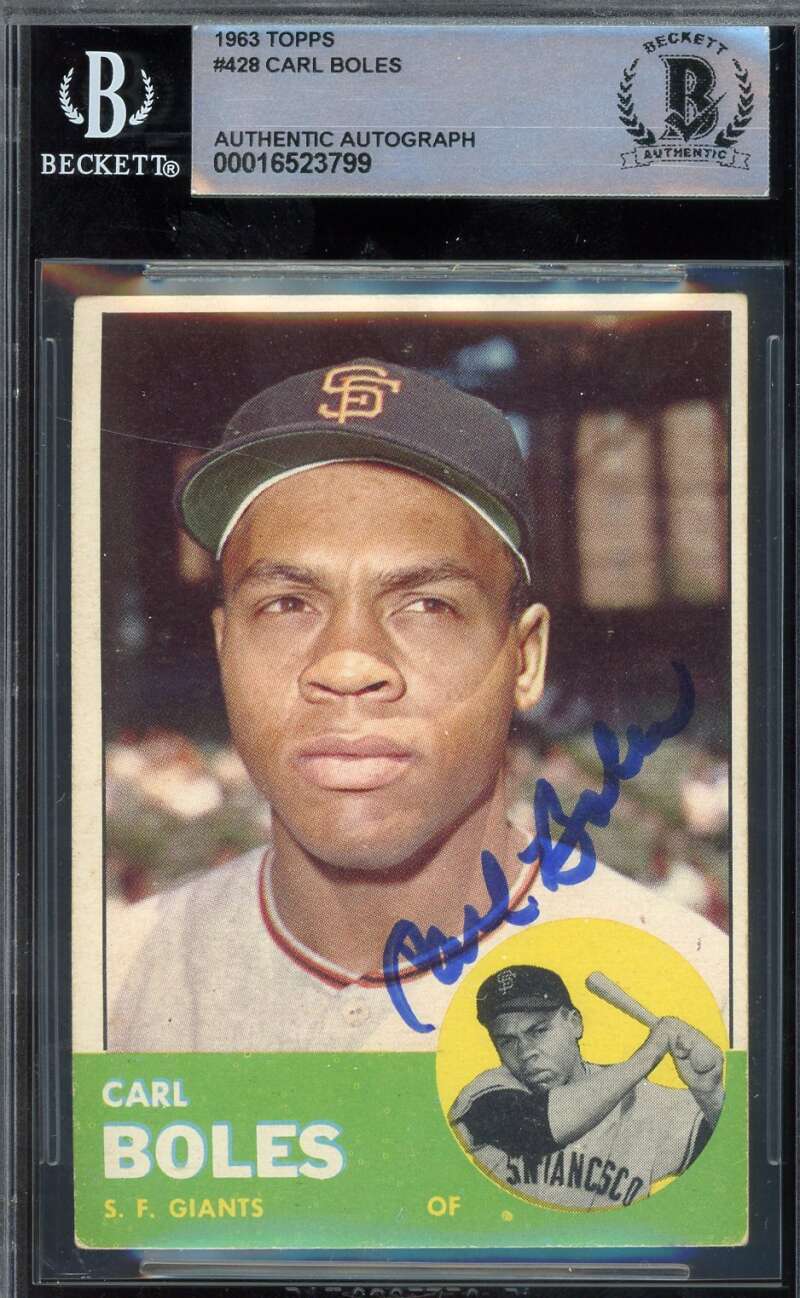 Carl Boles Beckett BAS Signed 1963 Topps Autograph