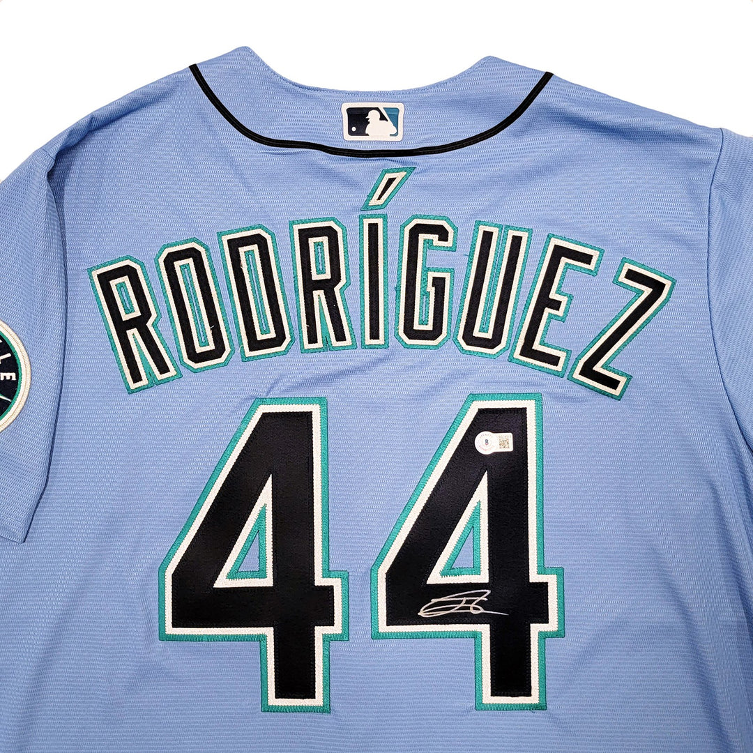 Seattle Mariners Julio Rodriguez Signed Blue Nike Jersey Size L Beckett