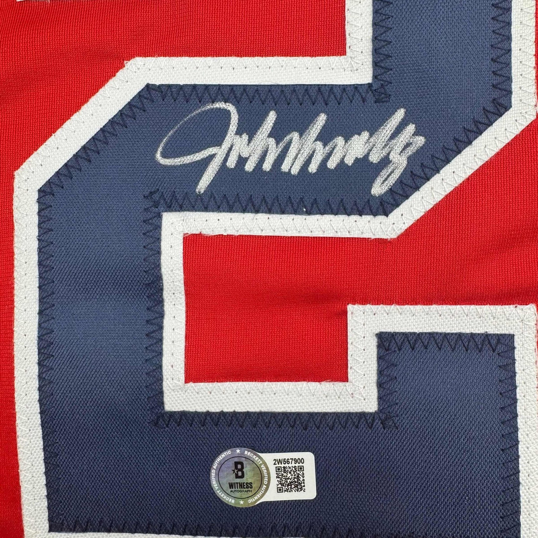 Autographed/Signed John Smoltz Atlanta Red Baseball Jersey Beckett BAS COA