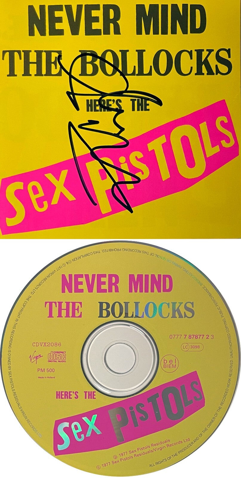Sex Pistols Glen Matlock signed 1990 Never Mind The Bollocks Booklet w/ CD -COA