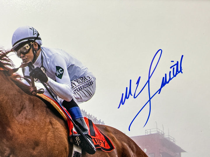 Mike Smith Signed Justify 16x20 Photo Framed Steiner COA Triple Crown Horse Auto