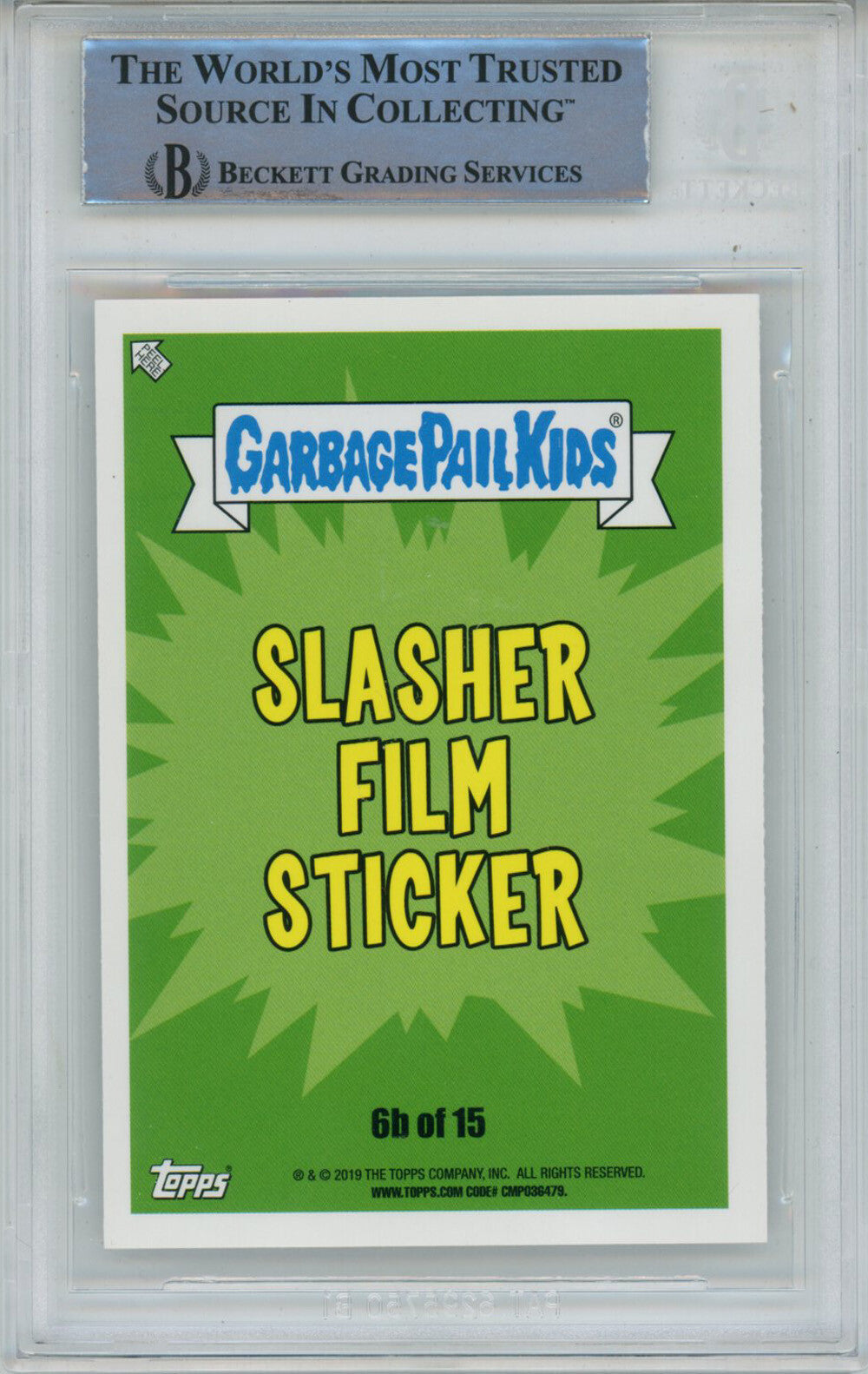 Ari Lehman Signed 2019 Garbage Pail Kids Bottom of the Blake SF6B BAS Slab 43066