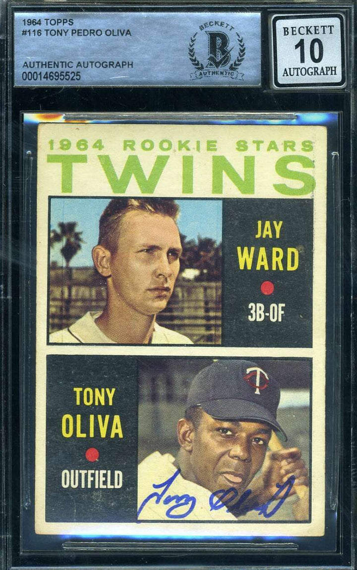 Tony Oliva Gem Mint 10 Beckett BAS Signed 1964 Topps Rookie Stars Autograph