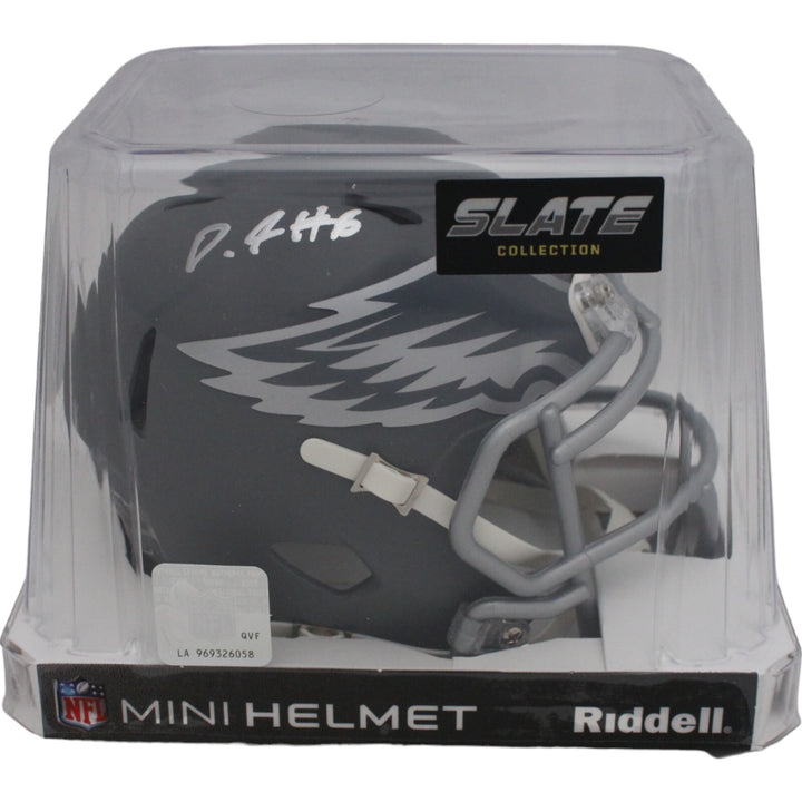 Devonta Smith Signed Philadelphia Eagles Slate Mini Helmet FAN 44938