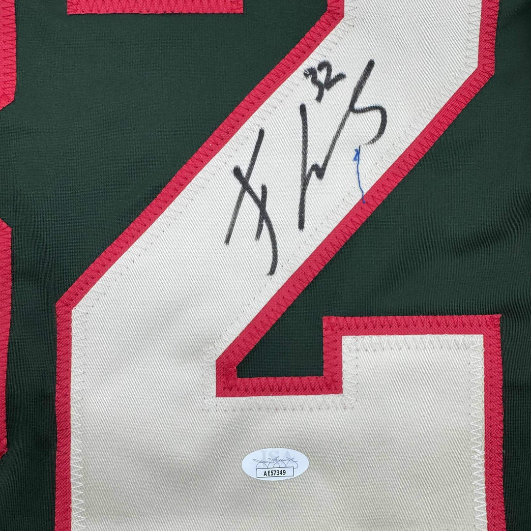 Autographed/Signed Filip Gustavsson Minnesota Green Hockey Jersey JSA COA