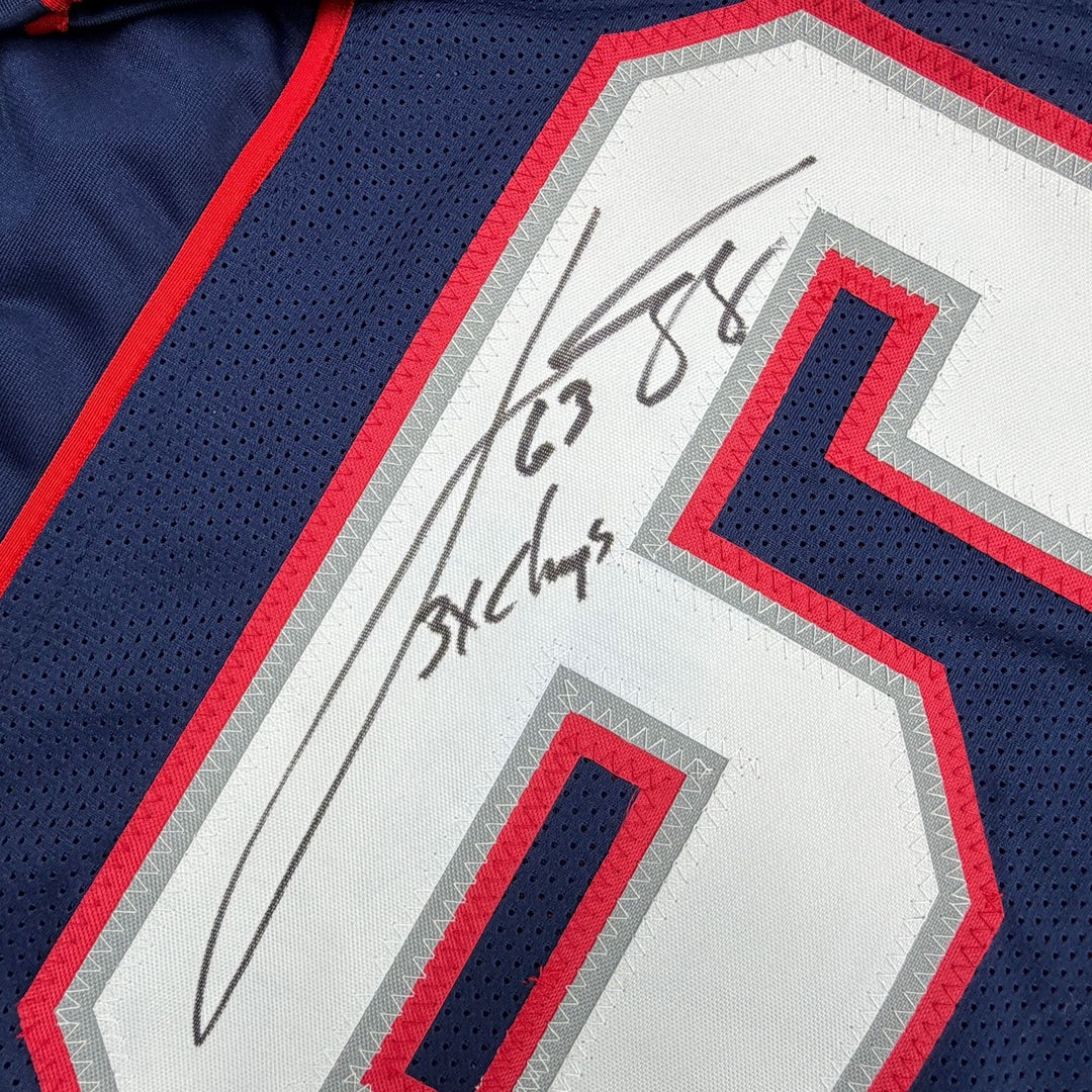Autographed/Signed Joe Andruzzi New England Navy Blue Football Jersey JSA COA