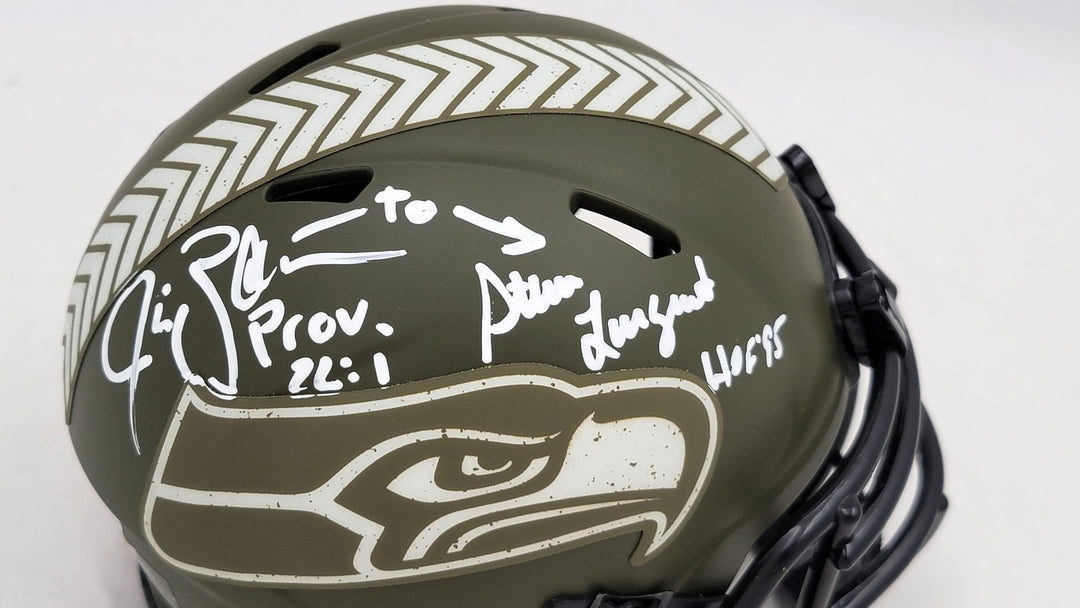 Steve Largent Jim Zorn Auto Seahawks Camo Speed Mini Helmet Salute To Service
