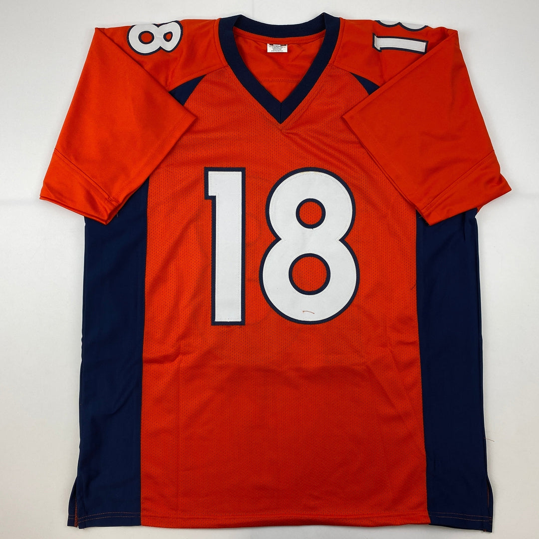 Facsimile Autographed Peyton Manning Denver Orange Laser Jersey Size Men's XL