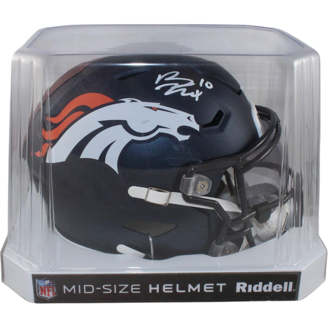 Bo Nix Autographed Denver Broncos Mid-Size Midi Helmet Beckett Witness 55110