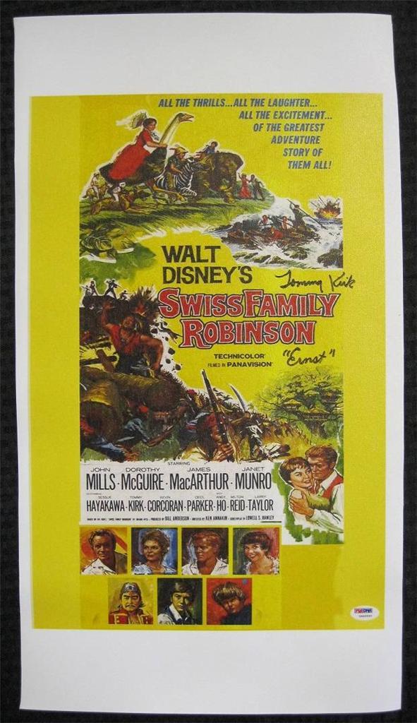 Tommy Kirk "Ernst" Auto SWISS FAMILY ROBINSON Signed 12x18 Canvas PSA/DNA COA