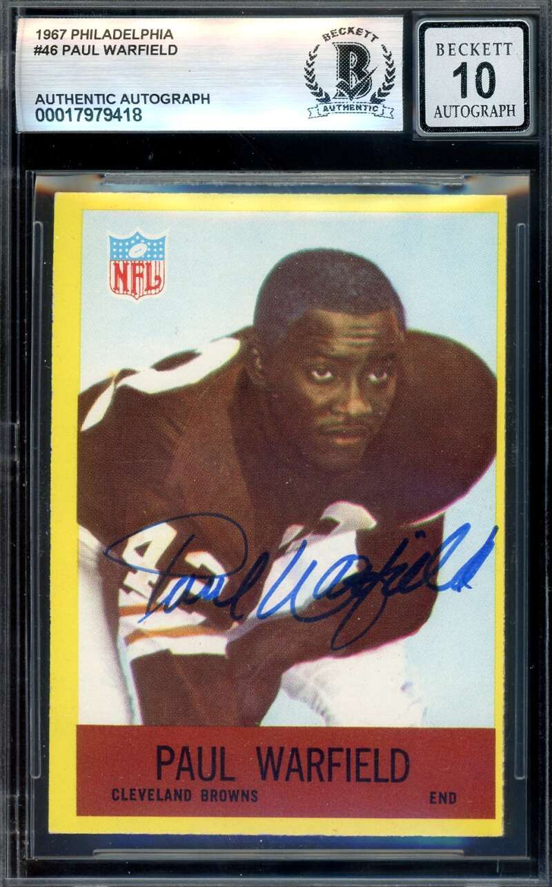 Paul Warfield Gem Mint 10 Beckett BAS Signed 1967 Philadelphia Gum Autograph