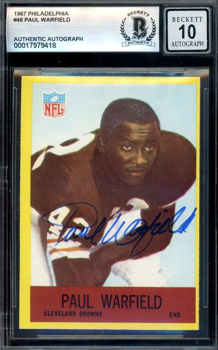 Paul Warfield Gem Mint 10 Beckett BAS Signed 1967 Philadelphia Gum Autograph