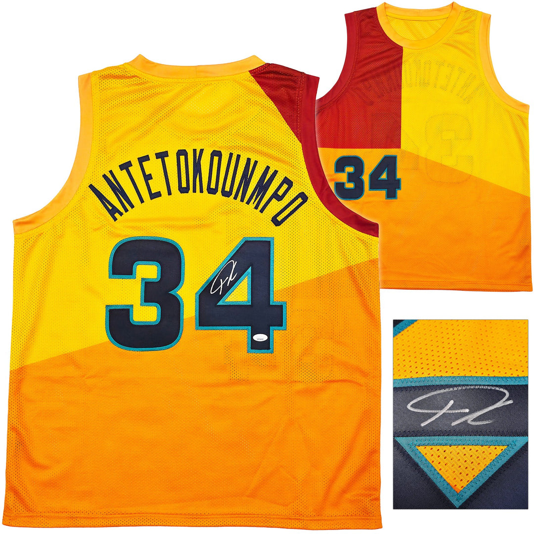 Team Greece Giannis Antetokounmpo Autographed Signed Yellow Jersey JSA