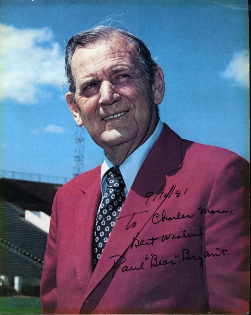 Paul Bear Bryant Jsa Coa Autographed 8x10 Photo Authentic Signed Alabama