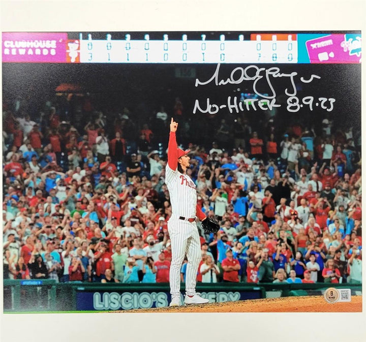 Michael Lorenzen signed "No Hitter 8-9-23" 11x14 Photo auto BAS Beckett Witness