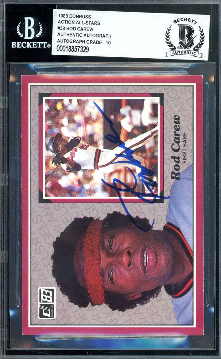 Rod Carew Gem Mint 10 Beckett BAS Signed 1983 Donruss Action All Stars Auto