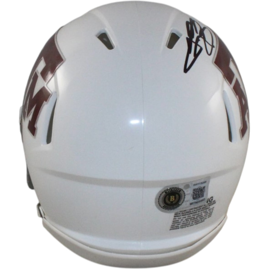 Johnny Manziel Autographed/Signed Texas A&M Mini Helmet Beckett Witness 58244