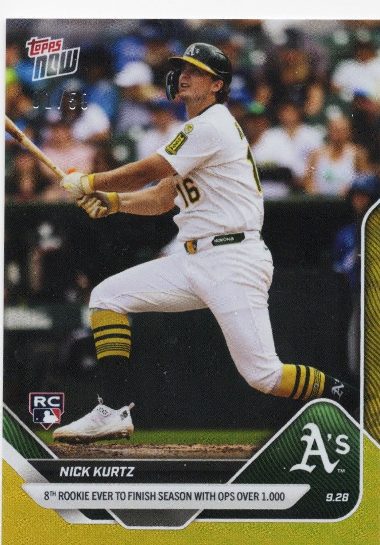 2025 Topps Now Nick Kurtz #787 Gold Foil /50 Athletics Rookie RC Card
