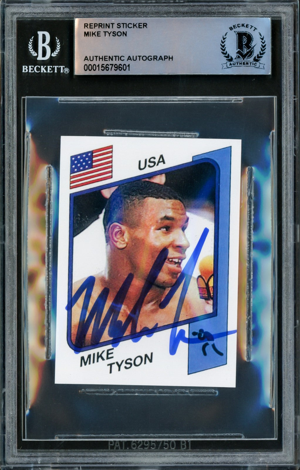 Mike Tyson Auto 1986 Panini Supersport Reprint Rookie Retro Sticker Card 153 BAS