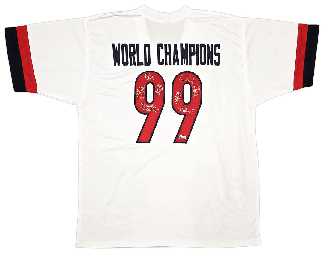 1999 Team USA Women's Soccer World Cup Champions Auto White Jersey 8 Sigs Hamm