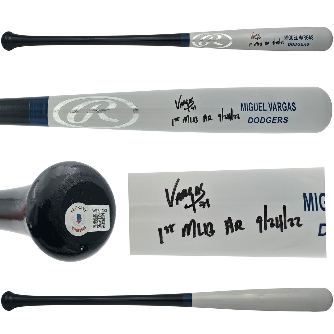 Miguel Vargas Auto Gray Rawlings Game Model Bat Dodgers White Sox 1st MLB HR BAS