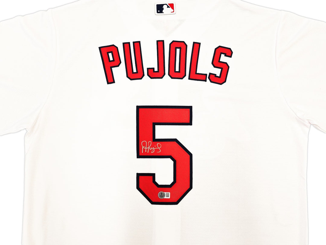 St. Louis Cardinals Albert Pujols Signed White Nike Jersey Size L Beckett Wit