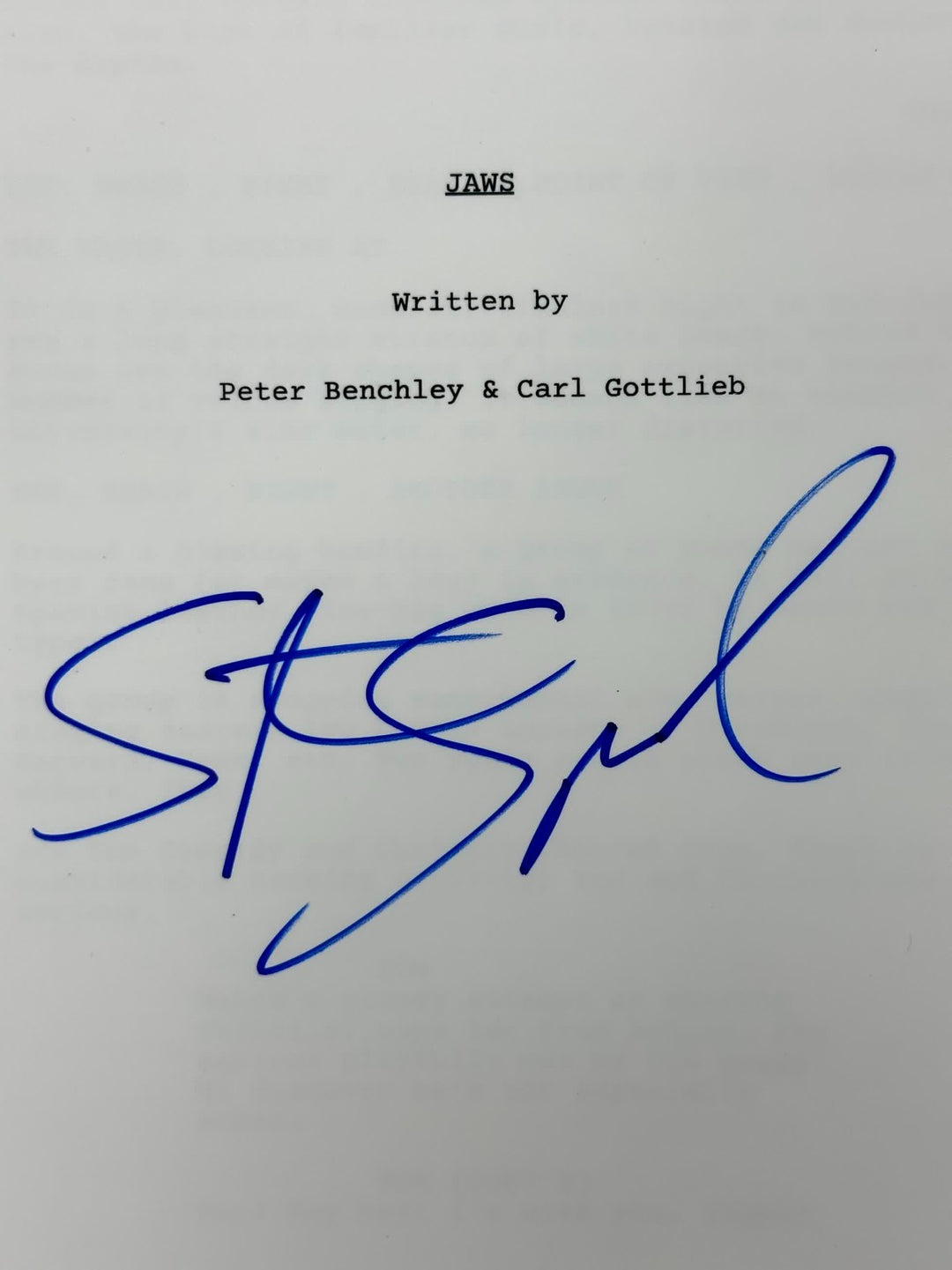 Steven Spielberg signed Jaws Full Movie Script autograph ~ Beckett BAS