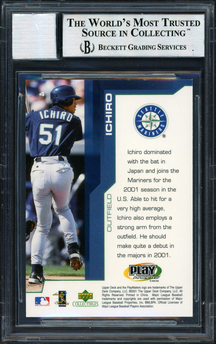 Ichiro Suzuki Signed 2001 Upper Deck Play Makers RC 4 Mariners Auto 10 Beckett